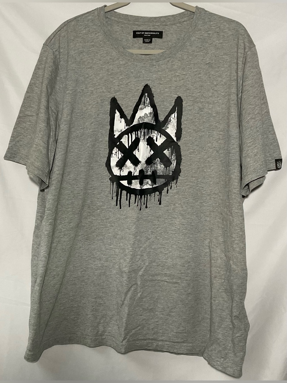 Cult of Individuality Gray Short-Sleeve Tee with Black Drip Shichuman Graphic